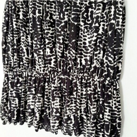 BANANA REPUBLIC Peplum Sleeveless Top B&W Watercolor Dot Print Sz M - Picture 5 of 10
